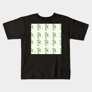 Dotted Begonia Pattern in Light Green | Houseplants | Botanicals | Watercolor Kids T-Shirt